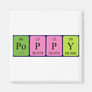 Poppy periodic table name magnet