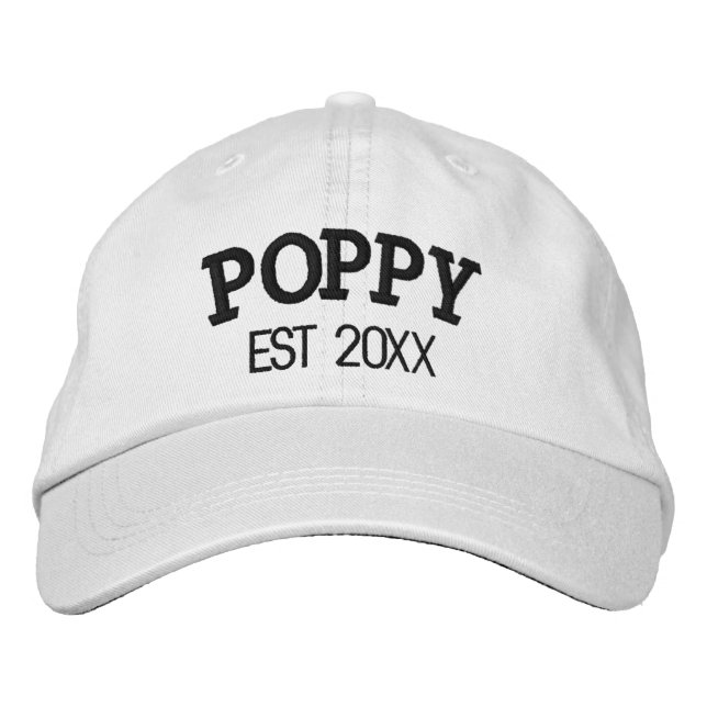Poppy Personalized Grandpa Gift Custom Text Embroidered Baseball Cap (Front)