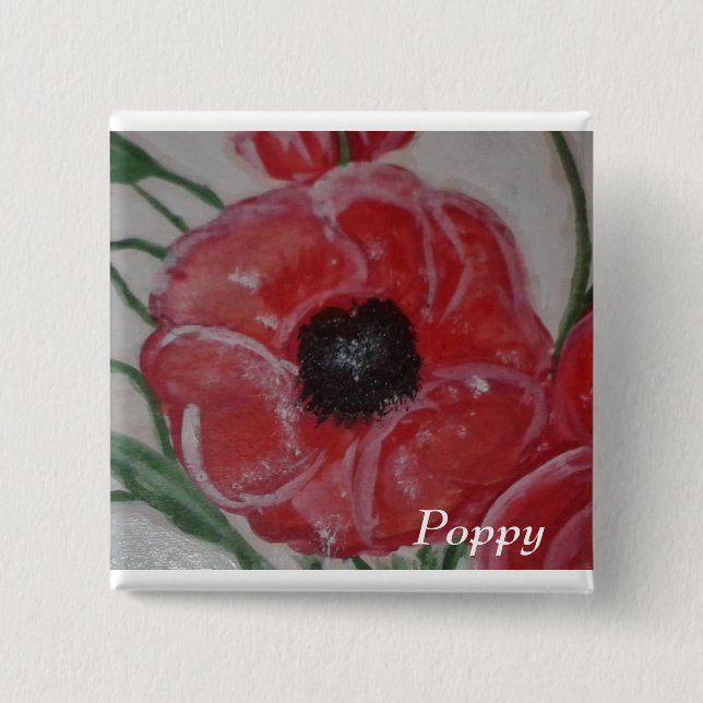 Poppy Pinback Button (Front)