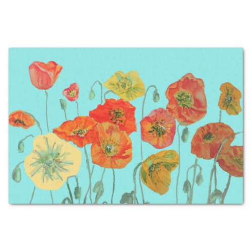 Poppy Poppies Red Watercolor Floral Flower Tissue Paper
