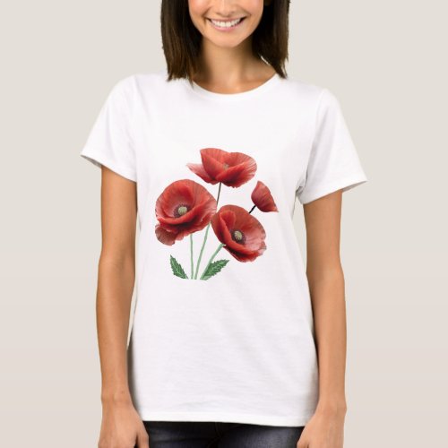 Poppy Power Blooms  T_Shirt