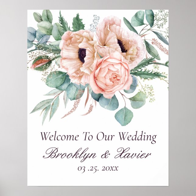 Poppy Radiance Wedding Welcome Poster (Front)