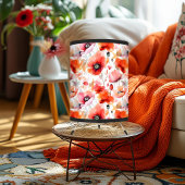Poppy Red Floral Lamp