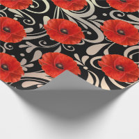 Red poppy wrapping paper, Zazzle