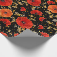 Red poppy wrapping paper, Zazzle