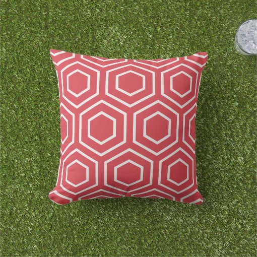 Poppy Red Geometric Pattern Outdoor Pillows Zazzle
