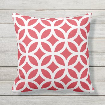 Poppy Red Geometric Pattern Outdoor Pillows by Richard__Stone at Zazzle