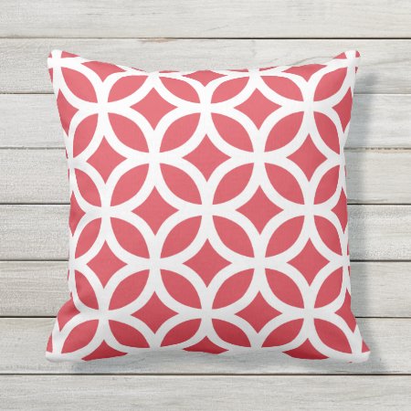 Poppy Red Geometric Pattern Outdoor Pillows