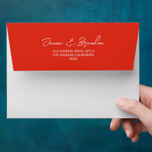 Poppy Red & Off White Lined Wedding Envelope