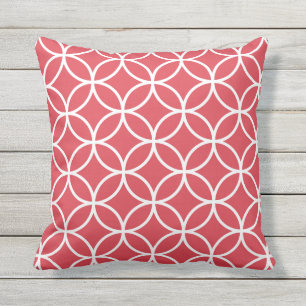 Poppy Red Outdoor Pillows Trellis Pattern