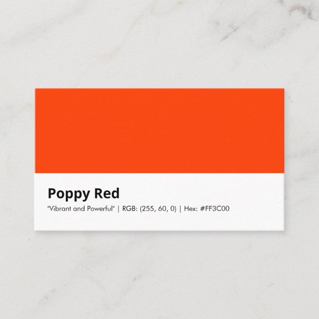 Privat: Poppy Red | „Vibrant and Powerful“ Color Business Card