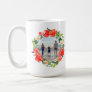 Poppy Red Watercolor Floral Wreath Photo Coffee Mug