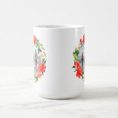 Poppy Red Watercolor Floral Wreath Photo Coffee Mug (Center)