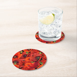 Poppy Round Paper Coaster