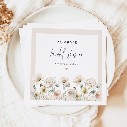 POPPY Rustic Pastel Wildflower Bridal Shower Napkins