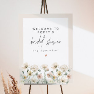 POPPY Rustic Wildflower Bridal Shower Welcome Foam Board