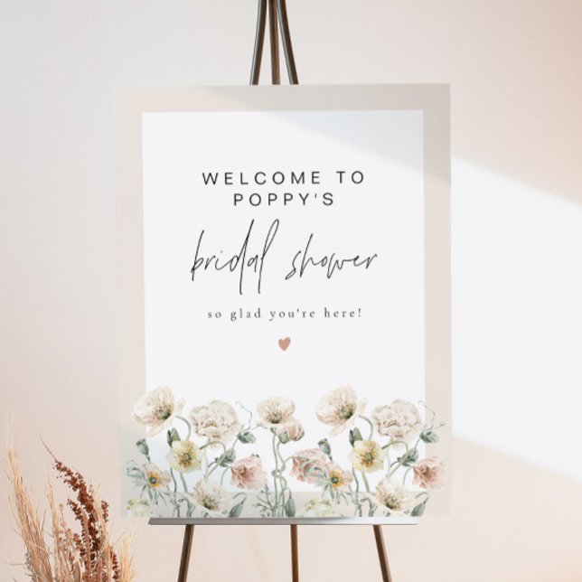 POPPY Rustic Wildflower Bridal Shower Welcome Foam Board (Creator Uploaded)