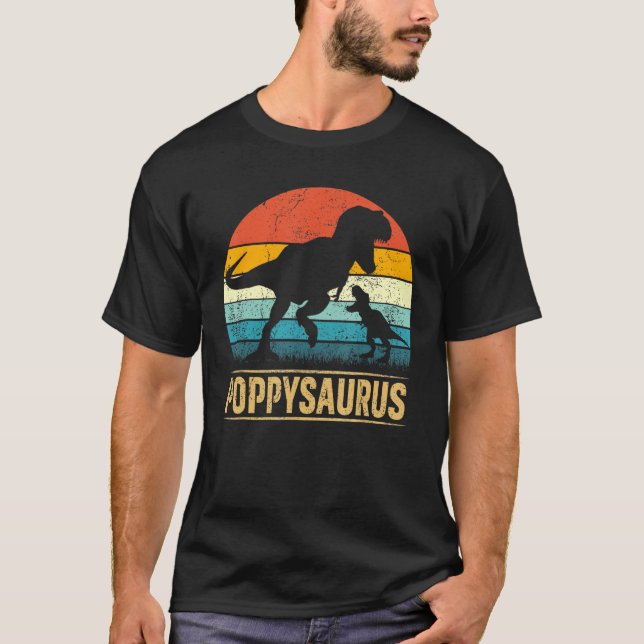 Poppy Saurus Rex Dinosaur Poppysaurus Funny Father T-Shirt (Front)