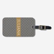 Poppy Seed Gray and Gold Quatrefoil Personalized