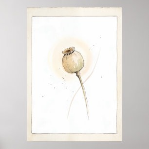 Poppy Seed Head Letting Go Botanical Wall Art