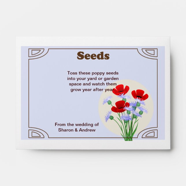 Poppy Seed Packet Wedding Favor Envelope (Front)