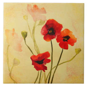 Poppy Shadows Tile Unsigned Shower Accents & More