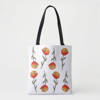 Poppy Sight  Watercolor Floral Art Tote