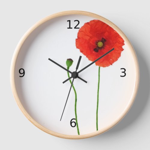 Poppy Simplicity Round Natural Wood Frame Clock