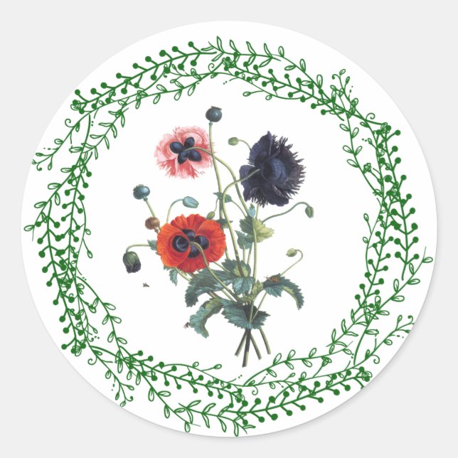Poppy Sticker, Glossy, Small, 1½ inch (sheet of 2 Classic Round Sticker (Front)