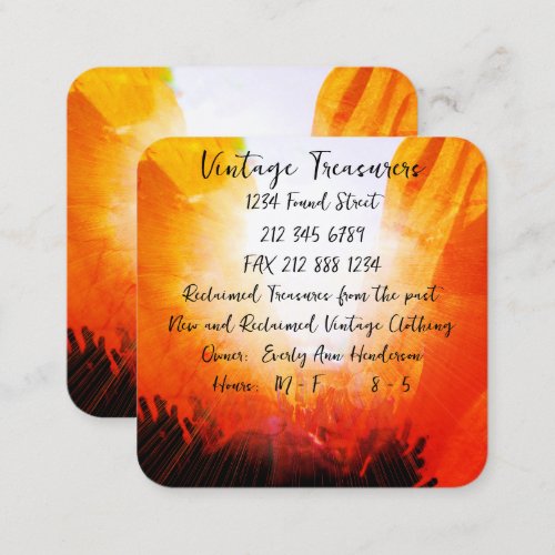 Poppy Sun Ray Square Business Card