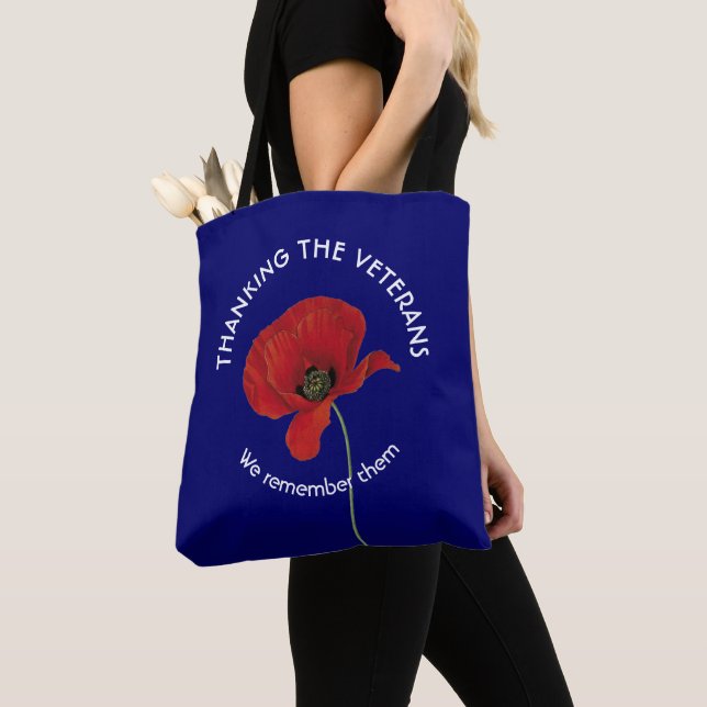 Poppy Thank You Veterans Tote Bag (Close Up)