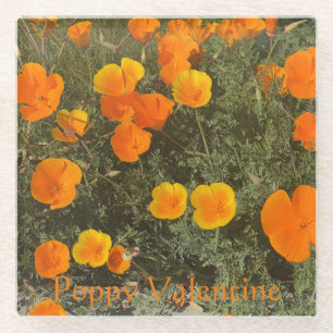 Poppy Valentine Glass Coaster