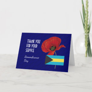 Poppy Veterans BAHAMAS Flag REMEMBRANCE DAY Letterpress Thank You Card