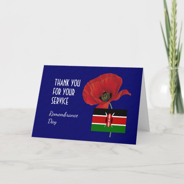Poppy | Veterans | Kenya Flag | REMEMBRANCE DAY Thank You Card (Front)
