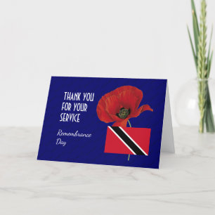 Poppy Veterans TRINIDAD Flag REMEMBRANCE DAY Letterpress Thank You Card
