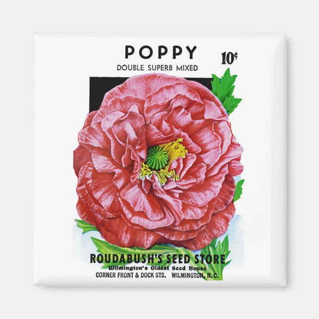 Poppy Vintage Seed Packet Magnet (Front)