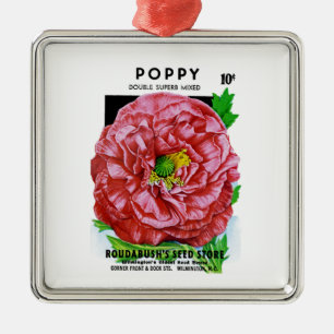 Poppy Vintage Seed Packet Metal Ornament