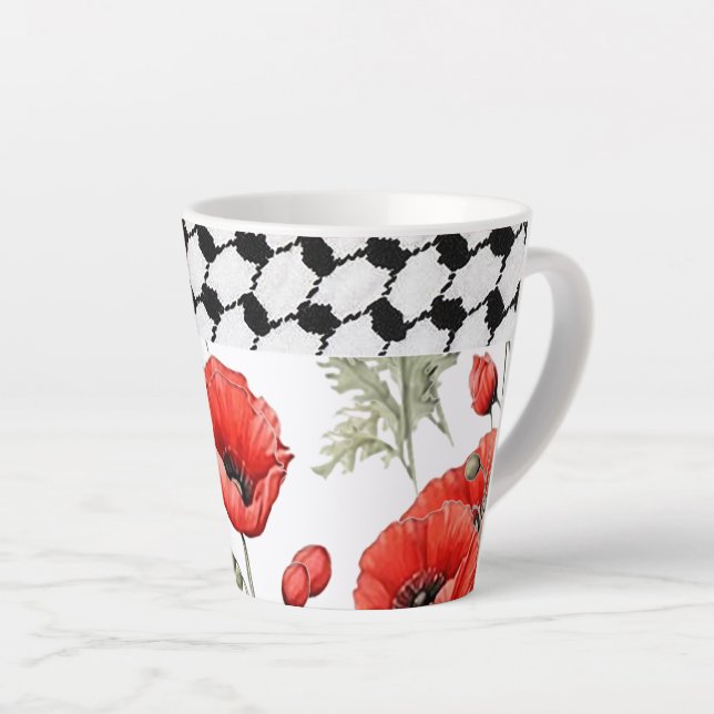Poppy w/Palestinian Hattah Latte Mug (Right Angle)