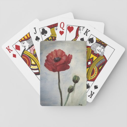 Poppy Watercolor art Bicycle Poker Playing Cards