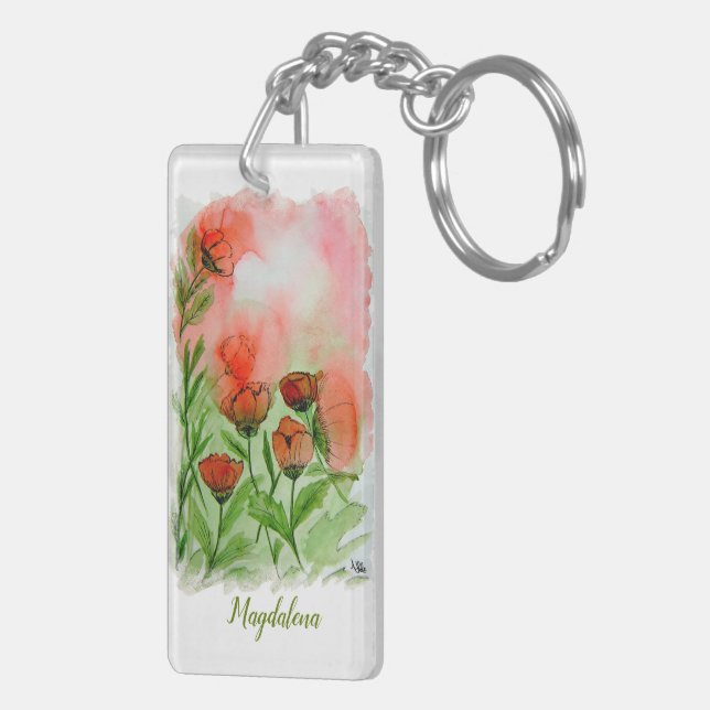 Poppy Watercolor - Keychain (Back Right)
