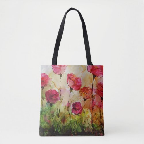  Poppy Watercolor Personalized Mothers Day  Tote Bag