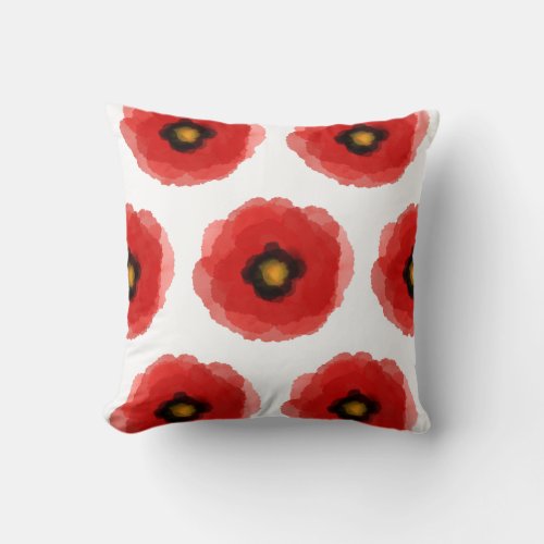 POPPY watercolors style pattern Sq Pillow