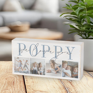 Poppy We Love You 4 Photo Collage Wooden Box Sign