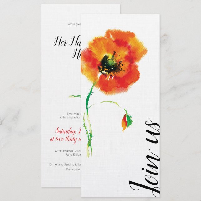 Poppy Wedding Invitation (Front/Back)