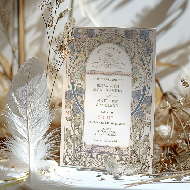 Poppy Wedding Invitations Art Nouveau by Mucha (Creator Uploaded)