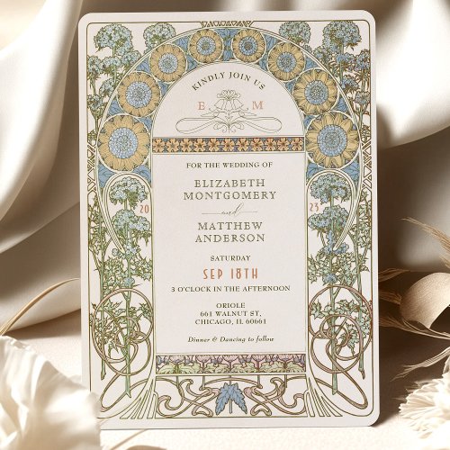 Poppy Wedding Invitations Art Nouveau by Mucha