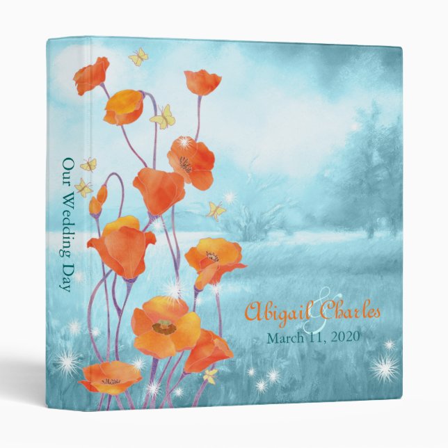 Poppy Wedding Photo Book Albums 3 Ring Binder (Front/Spine)