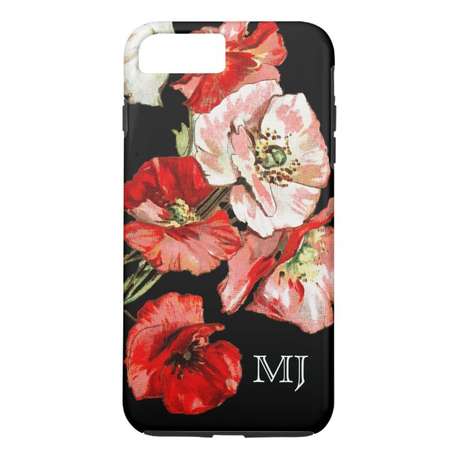 Poppy wild flower monogram Case-Mate iPhone case (Back)