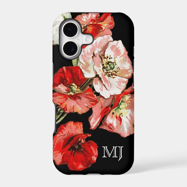 Poppy wild flower monogram iphone case (Back)