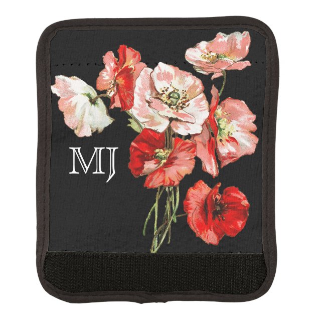 Poppy wild flower monogram luggage handle wrap (Front)